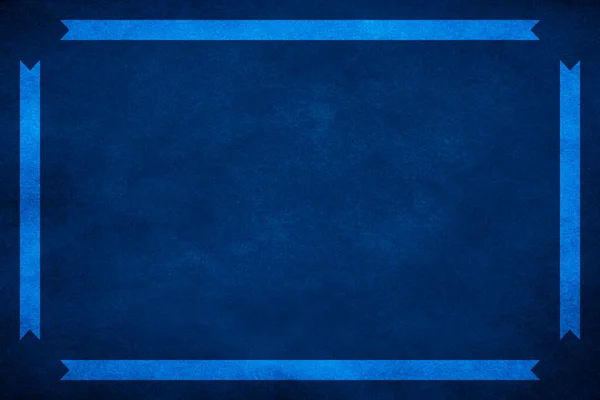 Donkerblauwe Grunge Textuur Achtergrond Vignet Met Blauw Lint Rand Trim — Stockfoto