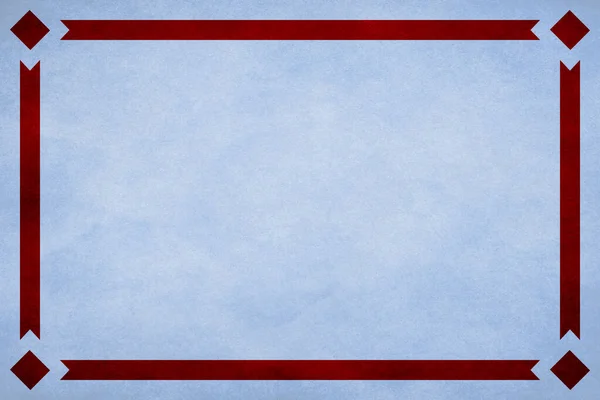 Hemelsblauwe Textuur Perkament Papier Achtergrond Met Rood Lint Rand Trim — Stockfoto