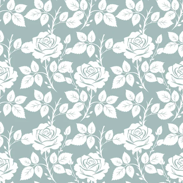 Beyaz siluet güller ve yapraklarla kusursuz çiçek desenleri. Zarif klasik gül tasarımı kumaş, duvar kağıdı ve ev dekorasyonu için mükemmeldir..