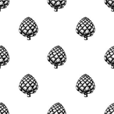 Enginarlı kusursuz desen. Sebze tasarımı. Mutfak dekorasyonu, restoran markalaşması, kumaş tasarımı, ambalaj kağıdı, ambalaj kağıdı veya sağlıklı gıda projeleri için mükemmel..