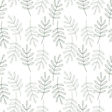 Yapraklı kusursuz desen. Asgari botanik tasarım kumaş, duvar kağıdı, ambalaj kağıdı ve çevre dostu markalar için mükemmel. Hassas yaprak deseni