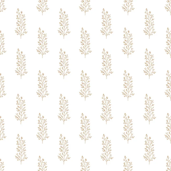 Narin botanik dalları olan asgari dikişsiz çiçek deseni. Kumaş, duvar kağıdı, ambalaj kağıdı, kırtasiye malzemesi ve modern ambalaj için. Doğal ve organik için ideal. İskandinav tarzı.