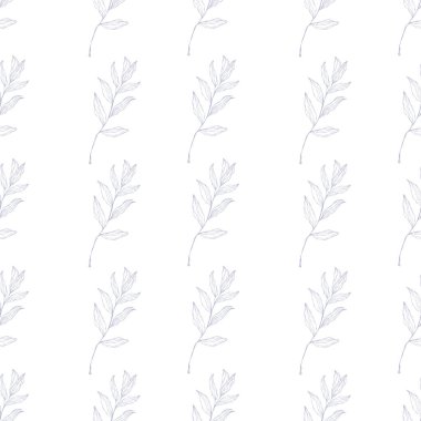 Beyaz arkaplanda kusursuz mavi botanik desen