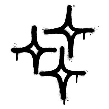 Sprey Boyalı Yıldız Parıltısı Graffiti Grafik Elementi.