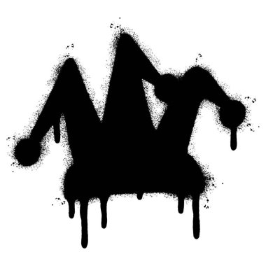 Sprey boyalı soytarı şapkası duvar yazısı ikonu boya damlaları ve sıçramalar.