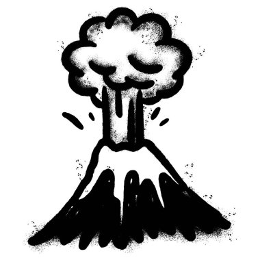 Yanardağ Patlaması Graffiti Stili Siyah ve Beyaz Sprey ResimleriName.