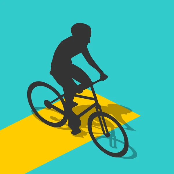 Isometric silhouette cyclist — Stock Vector