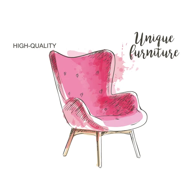 Croquis chaise rouge — Image vectorielle