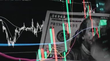 Finansal piyasadaki kripto para biriminin dijital bir grafiği gündelik olarak yükseldiğini veya düştüğünü gösteriyor. Bitcoin değeri ve kriz sırasında dijital varlık yatırımcıları için bir dolar. Tüccar kârı.