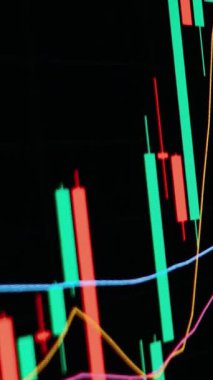 Finansal piyasadaki kripto para biriminin dijital bir grafiği gündelik olarak yükseldiğini veya düştüğünü gösteriyor. Bitcoin değeri ve kriz sırasında dijital varlık yatırımcıları için bir dolar. Tüccar kârı.