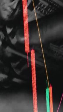 Finansal piyasadaki kripto para biriminin dijital bir grafiği gündelik olarak yükseldiğini veya düştüğünü gösteriyor. Bitcoin değeri ve kriz sırasında dijital varlık yatırımcıları için bir dolar. Tüccar kârı.