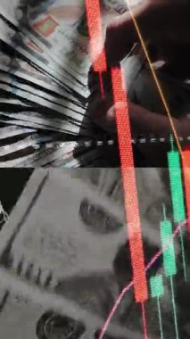 Finansal piyasadaki kripto para biriminin dijital bir grafiği gündelik olarak yükseldiğini veya düştüğünü gösteriyor. Bitcoin değeri ve kriz sırasında dijital varlık yatırımcıları için bir dolar. Tüccar kârı.