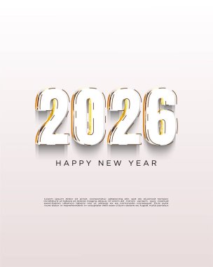 Mutlu yıllar 2026. Eşsiz ve nadir sayılarla. Posterler, Afişler ve Selamlar için en iyi vektör tasarımı.