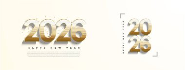 2026 yılbaşı kutlaması güzel renklendirme ve zarif sayı dokusu kombinasyonuyla. 2026 sayı dizaynı. İlanlar, afişler ve takvimler için 2026.
