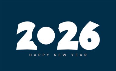 Yeni yıl 2026 sayı dizaynı basit ve anlamlı bir konseptle. Bir poster, kapak ve 2026 takvimi için vektör illüstrasyonu.