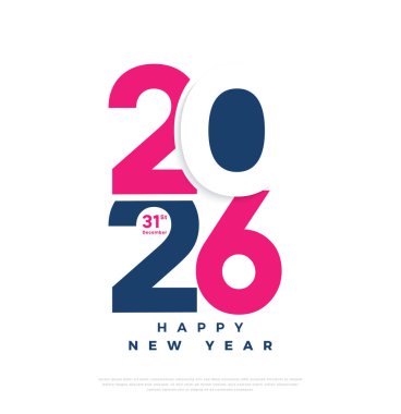 2026 Yeni Yıl Logosu Tasarımı. Düz ve 2D tasarımları birleştiren bir sayı dizaynı. Güzel boyama tasarımı. 2026 numara logo tasarımı. 2026 Yeni Yıl Konsepti.