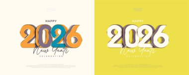 3D yıl sayı dizaynı ile mutlu yıllar 2026. Yeni yıl 2026 tasarımı temiz geçmişe dönük. 2026 Premium vektör tasarımı için klasik konsept.