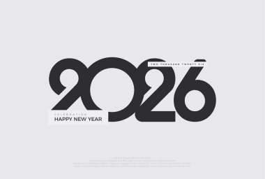 2026 yılı. Mutlu yıllar posteri. Yeni yıl için bir ileti içeren poster tasarımı. Yılbaşı arifesinde bir müzik festivali etiketi.