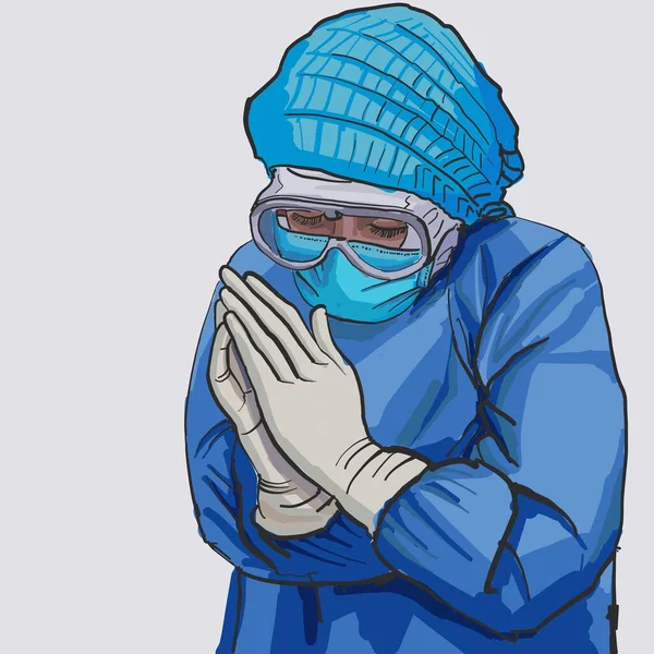 Лікарі - герої рятувальники борються з коронавірусною ковадлою-19 Ліцензійні Стокові Ілюстрації