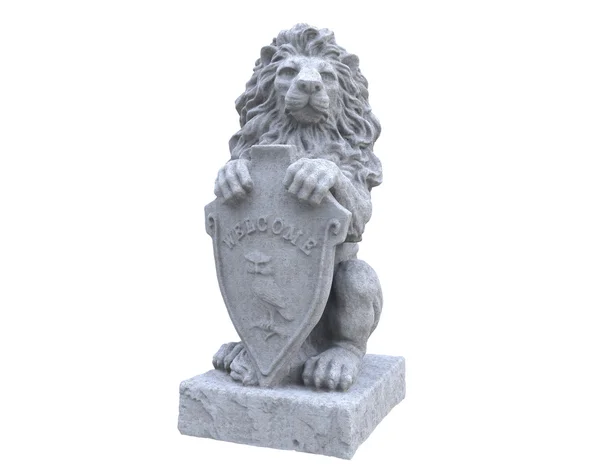 Escultura de leão em um fundo branco — Fotografia de Stock