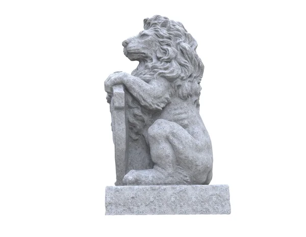 Scultura leone su sfondo bianco — Foto Stock