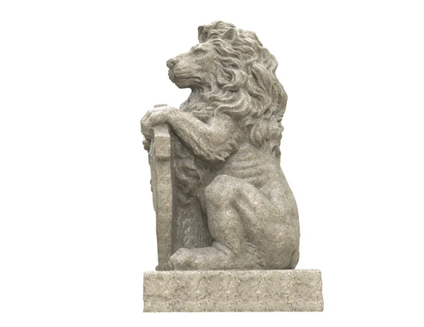 Löwenskulptur auf weißem Hintergrund — Stockfoto