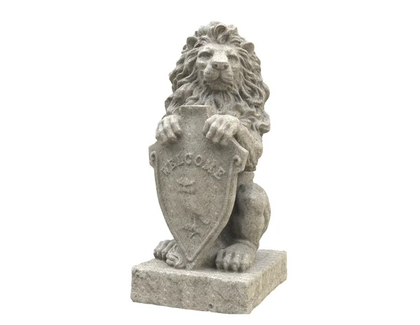 Escultura de león sobre un fondo blanco — Foto de Stock