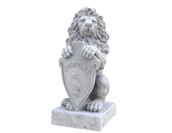Rzeźba lwa na białym tle — Zdjęcie stockowe