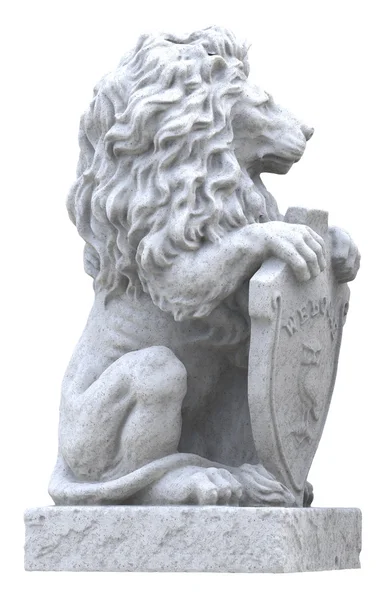 Scultura leone su sfondo bianco — Foto Stock