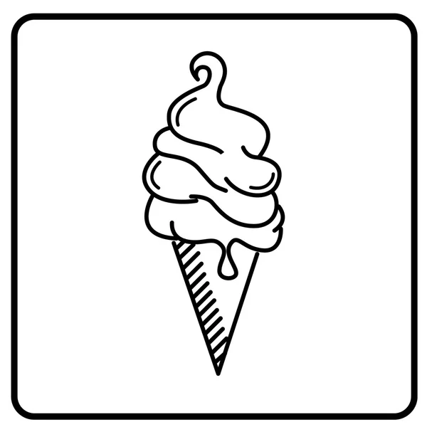 Tasty vanilla Ice cream in a waffle cup. Vector stock image — Stock Vector