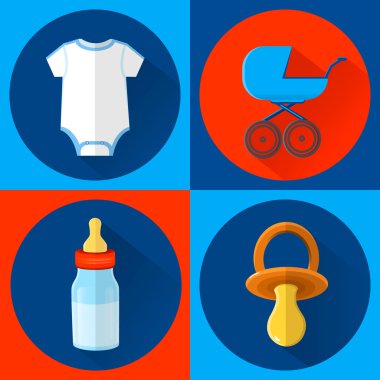 şekil öğeleri yeni doğan set düz simgeler vektör