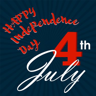 Bağımsızlık günü ABD. Vintage tarzı. Koyu mavi arka plan