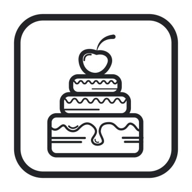 bir kek kiraz ve krema ile vektör çizim