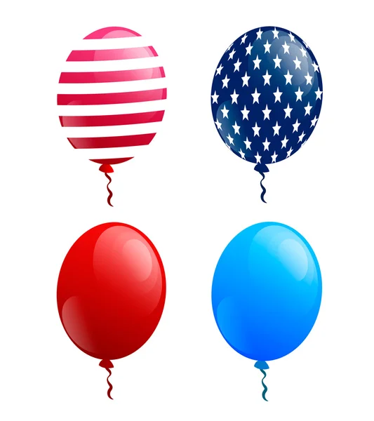 Balões Patrióticos dos EUA. Dia da independência Balões coloridos País Cores nacionais . — Vetor de Stock