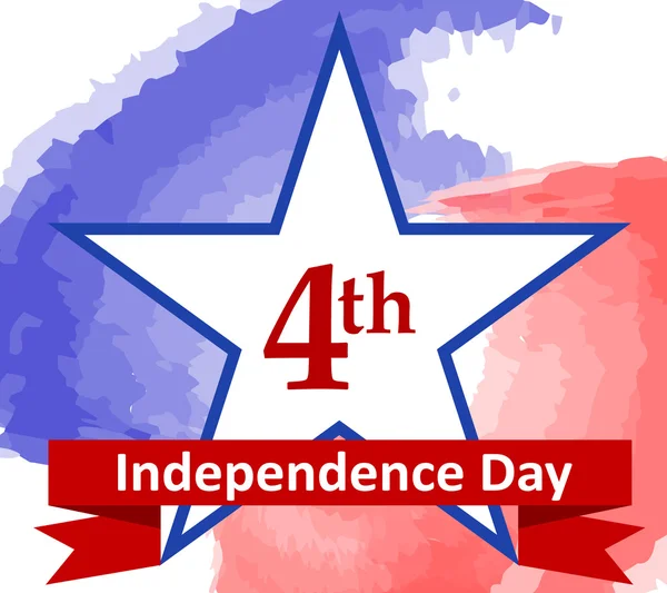 4.července. Den nezávislosti Usa. Hvězda v pozadí střední a akvarel — Stockový vektor
