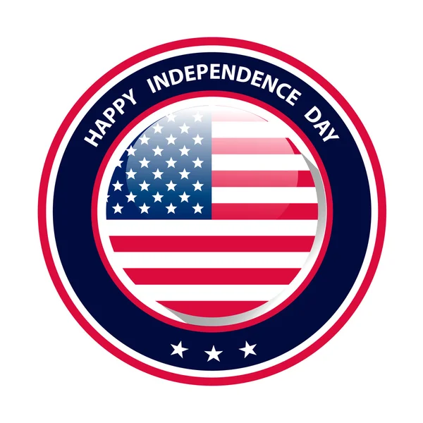 Šťastný den nezávislosti Spojených států amerických. Kulaté vektorový obrázek s námi vlajka ve středu — Stockový vektor