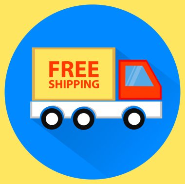 Ücretsiz nakliye kamyonu. Vektör düz illüstrasyon