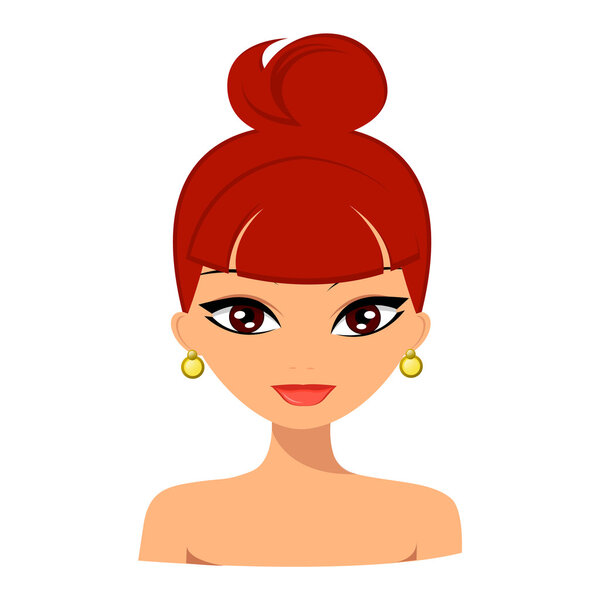 Молодая симпатичная рыжеволосая женщина с красивым лицом и прекрасной прической. Плоский дизайн, красота и мода
. 