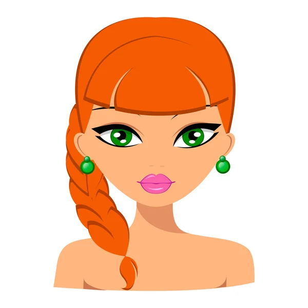 Junge hübsche rothaarige Frau mit schönem Gesicht und schöner Frisur. Flaches Design, Schönheit und Mode. Vektoreditierbar — Stockvektor