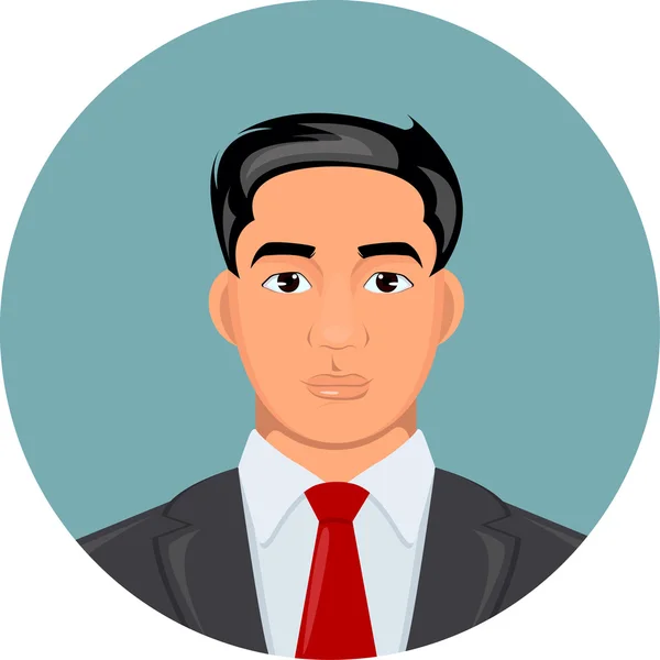 Cartoon illustration of a handsome businessman in suit. Vector portrait style — Stock Vector
