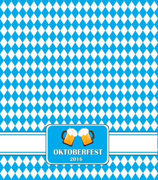 Oktoberfest beautiful background with two glasses of beer. — Stock Vector