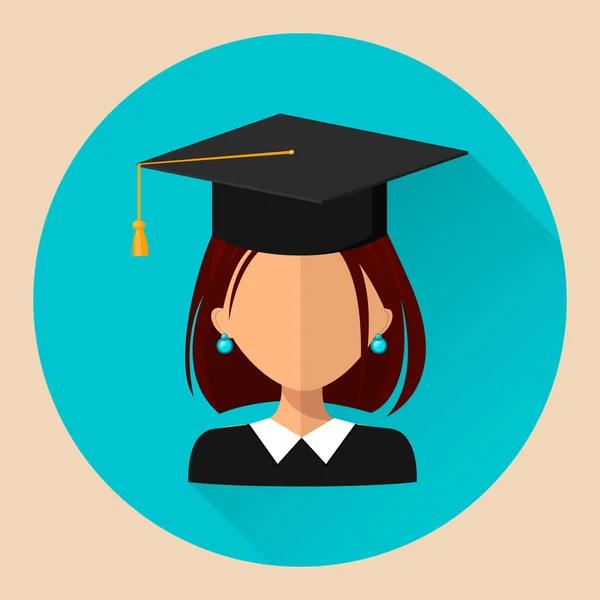 Hermosa chica estudiante, estilo plano — Vector de stock