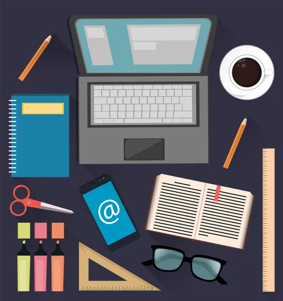 Spullen voor studeren en business — Stockvector