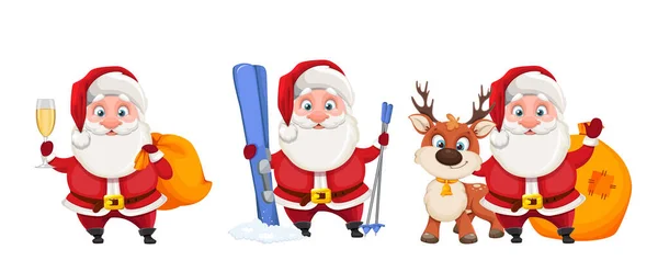 Feliz Navidad Feliz Año Nuevo Alegre Personaje Dibujos Animados Santa — Vector de stock