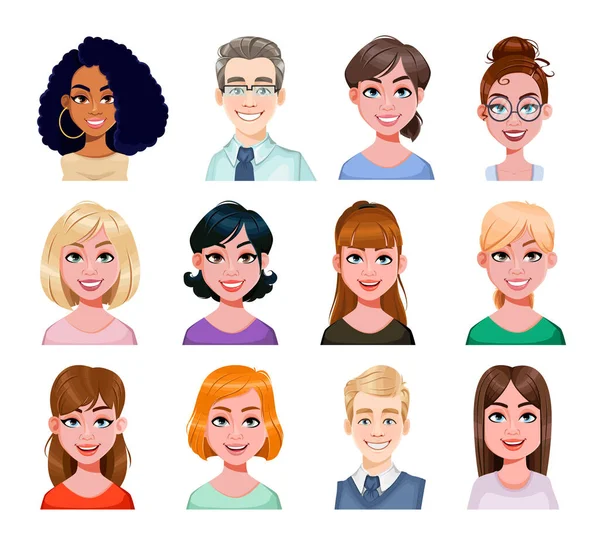 Gente Negocios Sonriente Avatar Estilo Plano Avatares Dibujos Animados Masculino — Vector de stock