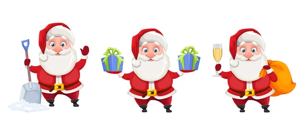 Feliz Navidad Feliz Año Nuevo Alegre Personaje Dibujos Animados Santa — Vector de stock