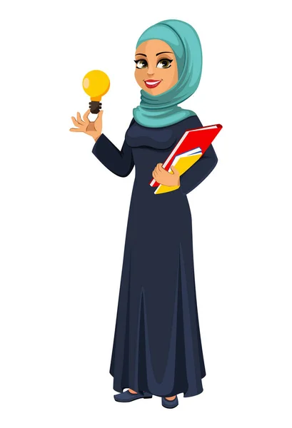 Image Vectorielle Arabe Femme Affaires Ayant Une Bonne Idée Belle — Image vectorielle