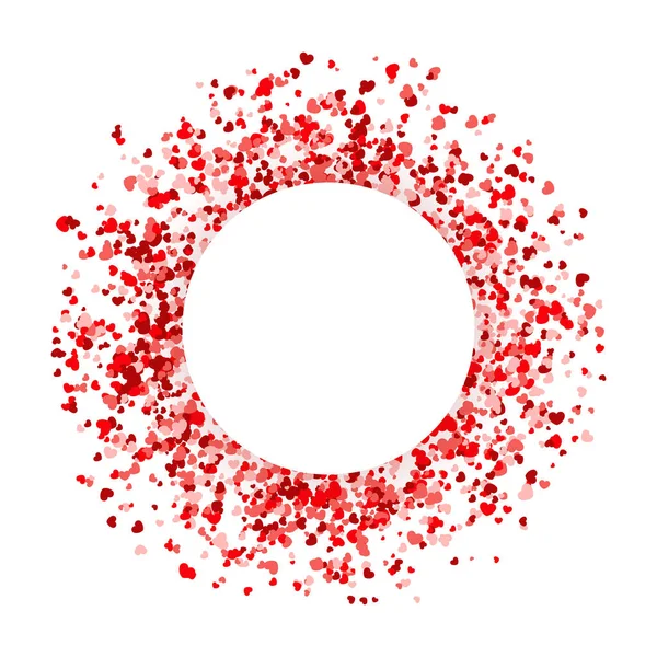 Cercle Composé Nombreux Cœurs Roses Rouges Avec Espace Vide Milieu — Image vectorielle
