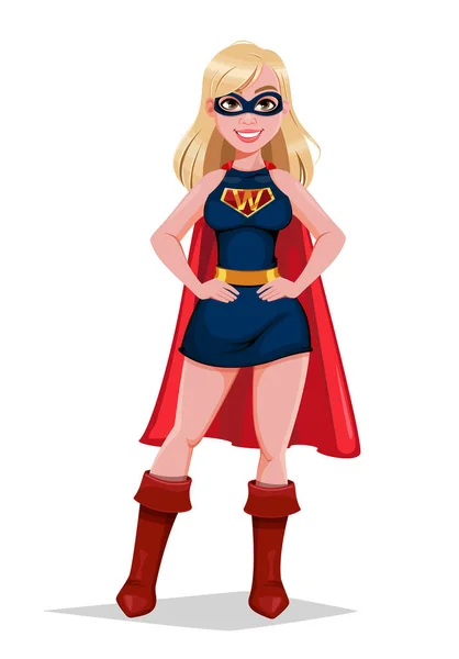 Stock Vector Superhéroe Mujer Personaje Dibujos Animados Hermosa Mujer Rubia — Vector de stock