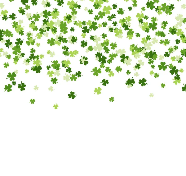 Happy Saint Patrick Day Pattern Trefoil Clover Falling Sky Stock — Stock Vector